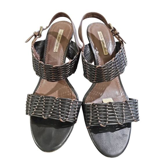 Via Spiga Rolanda Woven Leather Sandals Black and Brown Size 10 - Picture 3 of 7